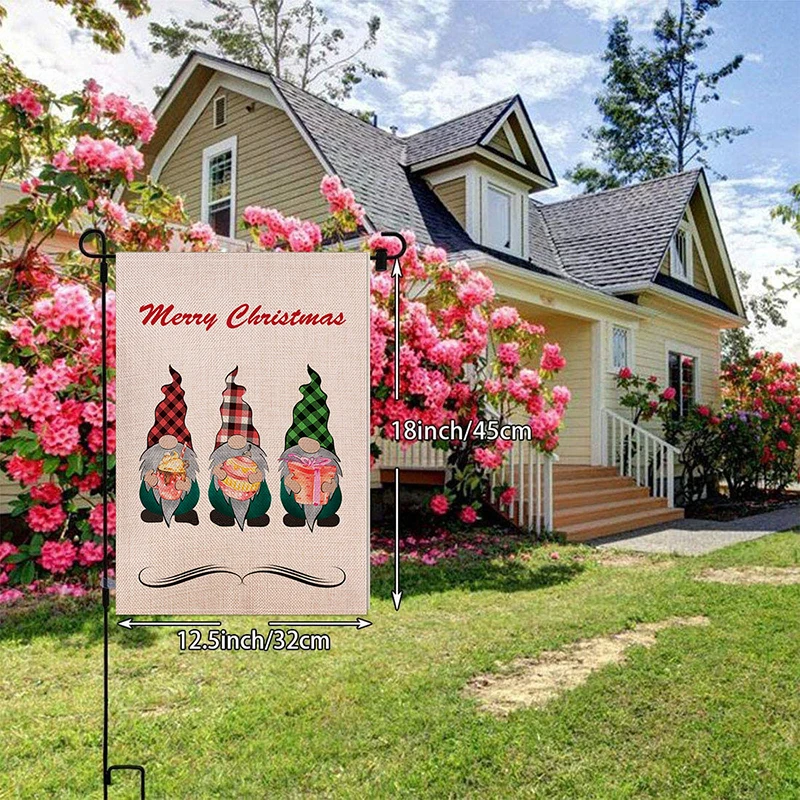 Merry Christmas Garden Flag Outdoor Decorations Porch Door Banner Hanging Ornament for Home Xmas Navidad 2022 New Year | Дом и сад