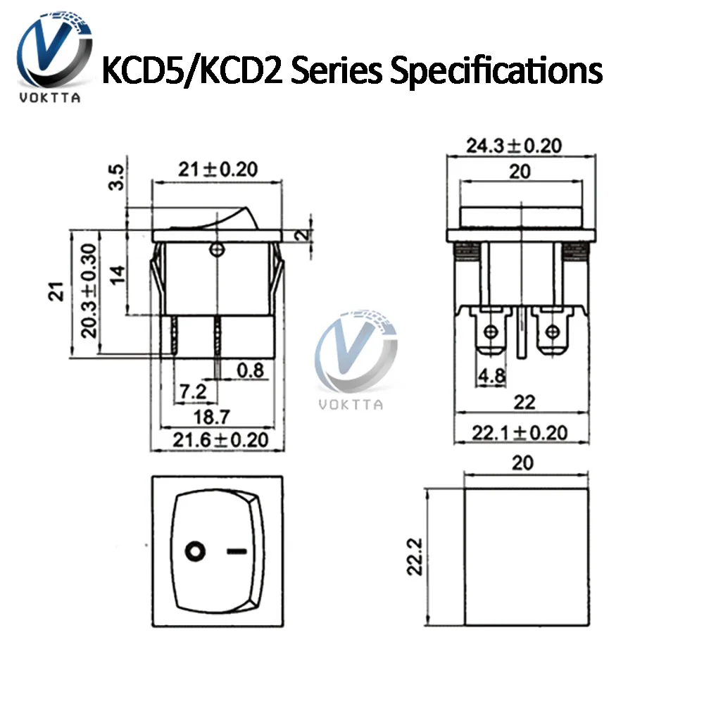 KCD5 кулисный переключатель 4/6Pin ВКЛ. ВЫКЛ./вкл. 2/3 положение 6А 250 в 21*24 мм лодка