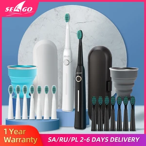 Seago Sonic Электрический Зубная щётка электрическая зубная щетка USB Перезаряжаемые взрослых Водонепроницаемый ультра sonic Автоматическая 5 Режим с Футляр Чехол