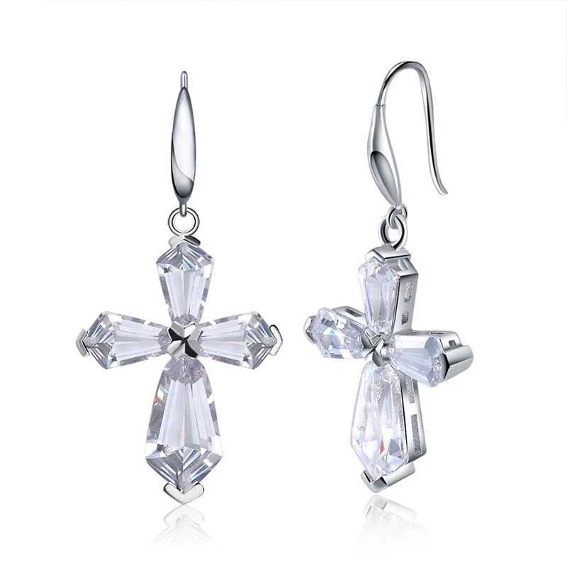 SE51 ORSA JEWELS Классические стерлингового серебра 925 пробы Крест циркон кулон ожерелья для женщин вера бижутерия из натурального серебра подарок ASN66 - Цвет камня: SE51