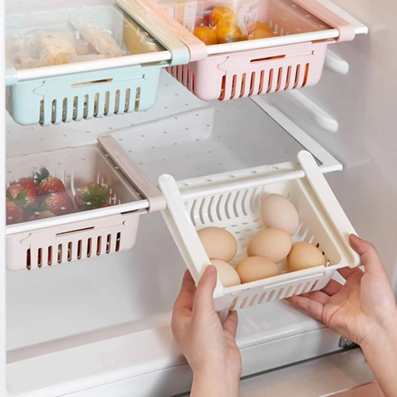 

2Pcs Fridge Drawer Organizer, Retractable Drawer Refrigerator Storage Box, Upgraded Pull Out Bins