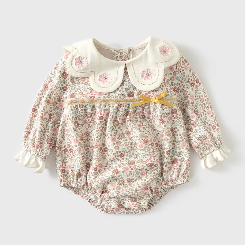 

Baby Girls Floral Embroidery Rompers Toddler Korean Romper Children Jumpsuit Infant Birthday Clothes Girl Boutique Bodysuit