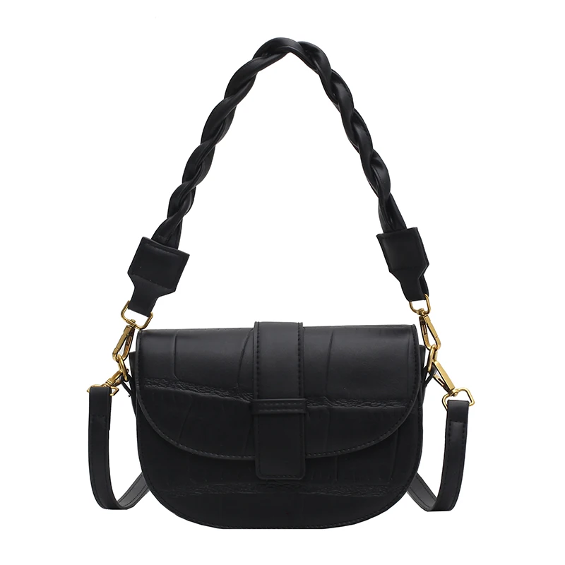 

Korean 2020 New Fashion Autumn Winter One Shoulder Saddle Bag Crossbody Women Stone Pattern Lipstick Packet C643