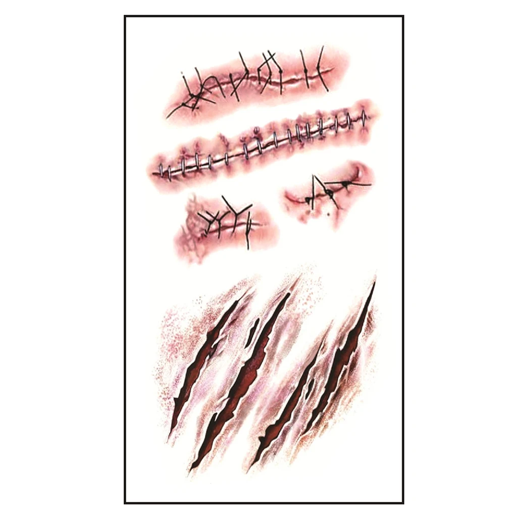 Наклейка на Хэллоуин для макияжа страшная рана реалистичные травмы крови шрамы