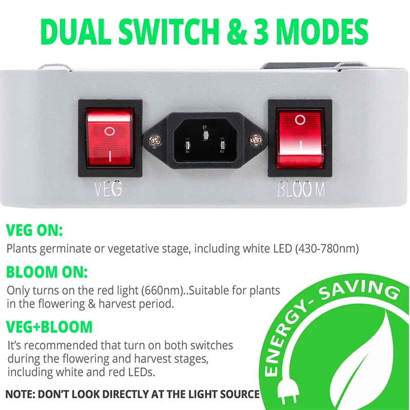 Комнатный 2000 Вт светильник для выращивания фитолампа растений с режимом Вега и