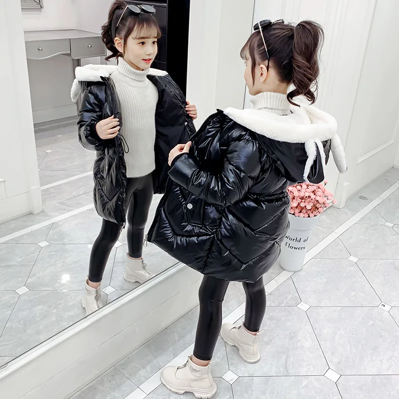 

Winter 2020 Character Hooded Jackets For Baby Big Girls Cotton Down Coats Kids Thicken Long Padded Children Outerwear Tops 4-16Y