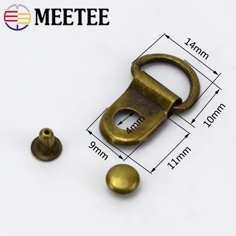 50/100 комплекты 9*14 мм металлический Медь Материал кольцо в виде буквы D Пряжка Карабин Установка ногтей DIY обувь с пряжкой на ремешке сумка Аксессуары для рукоделия