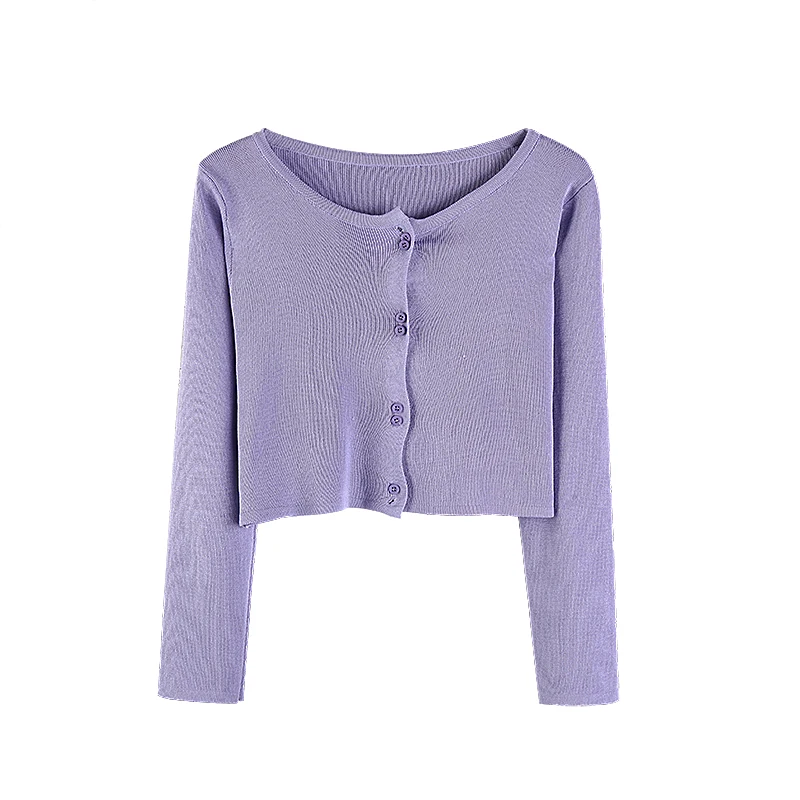 Kawaii Cropped Cardigans Women Knit Crop Sweater Top purple Black Sexy Sweaters Cute Knitted Vintage Korean GD347 |