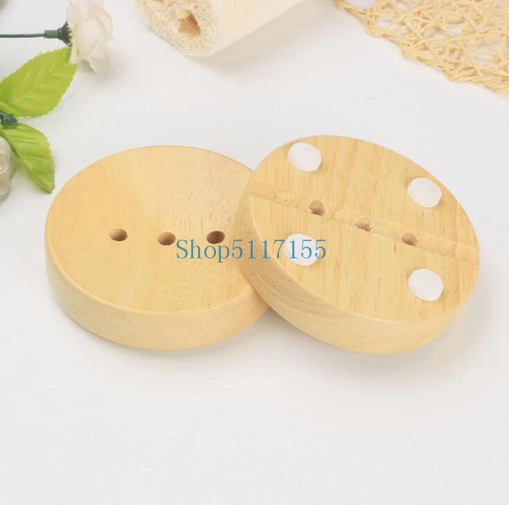 

Bathroom Wooden Soap Dish Sink Deck Bathtub Shower Soap Holder Round Hand Craft Natural Wooden Holder For Sponges Scrubber Soap