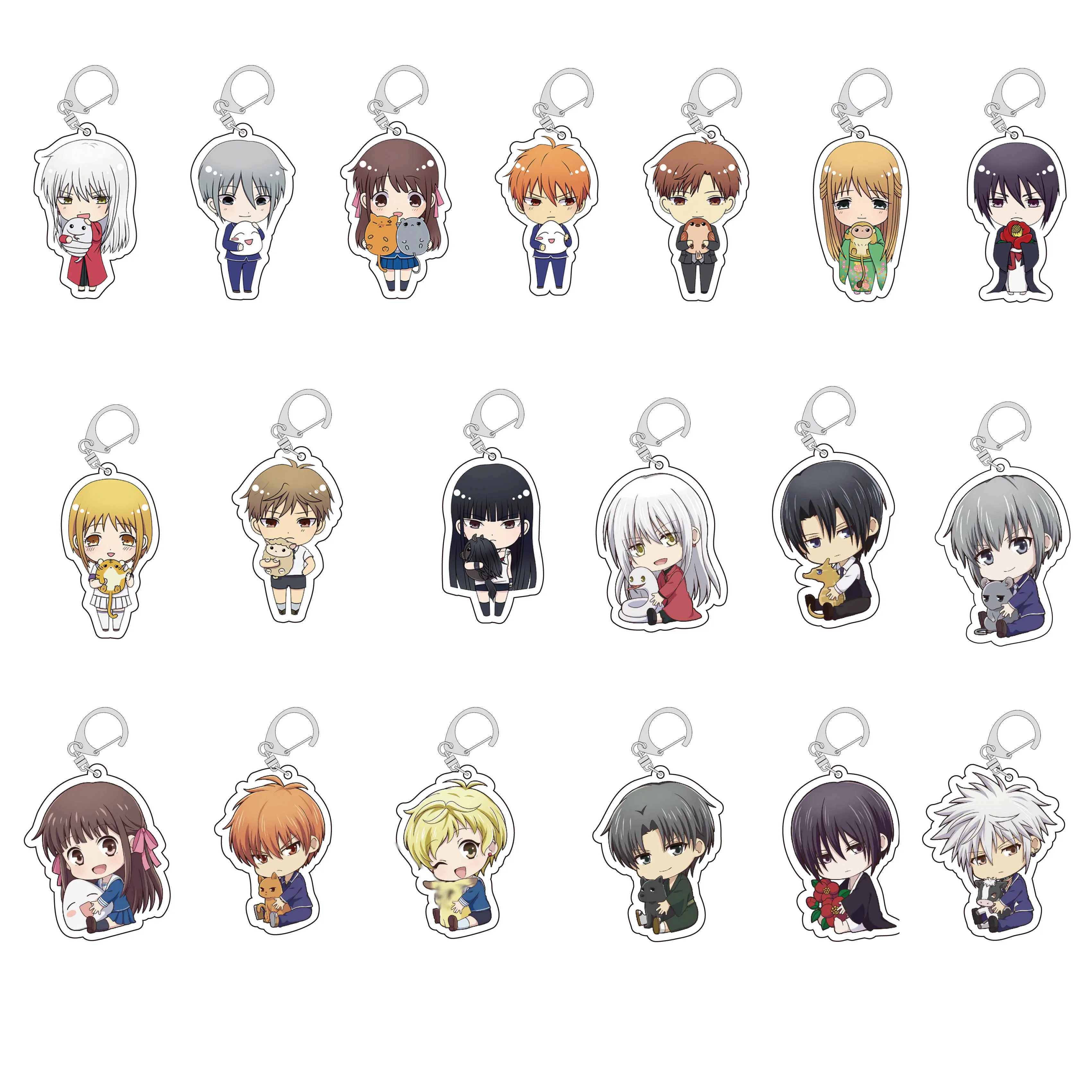

Fruits Basket Keychain Charms Cute Double Sided Key Chains Pendant Acrylic Anime Cartoon Keyring Accessories Gifts Wholesale