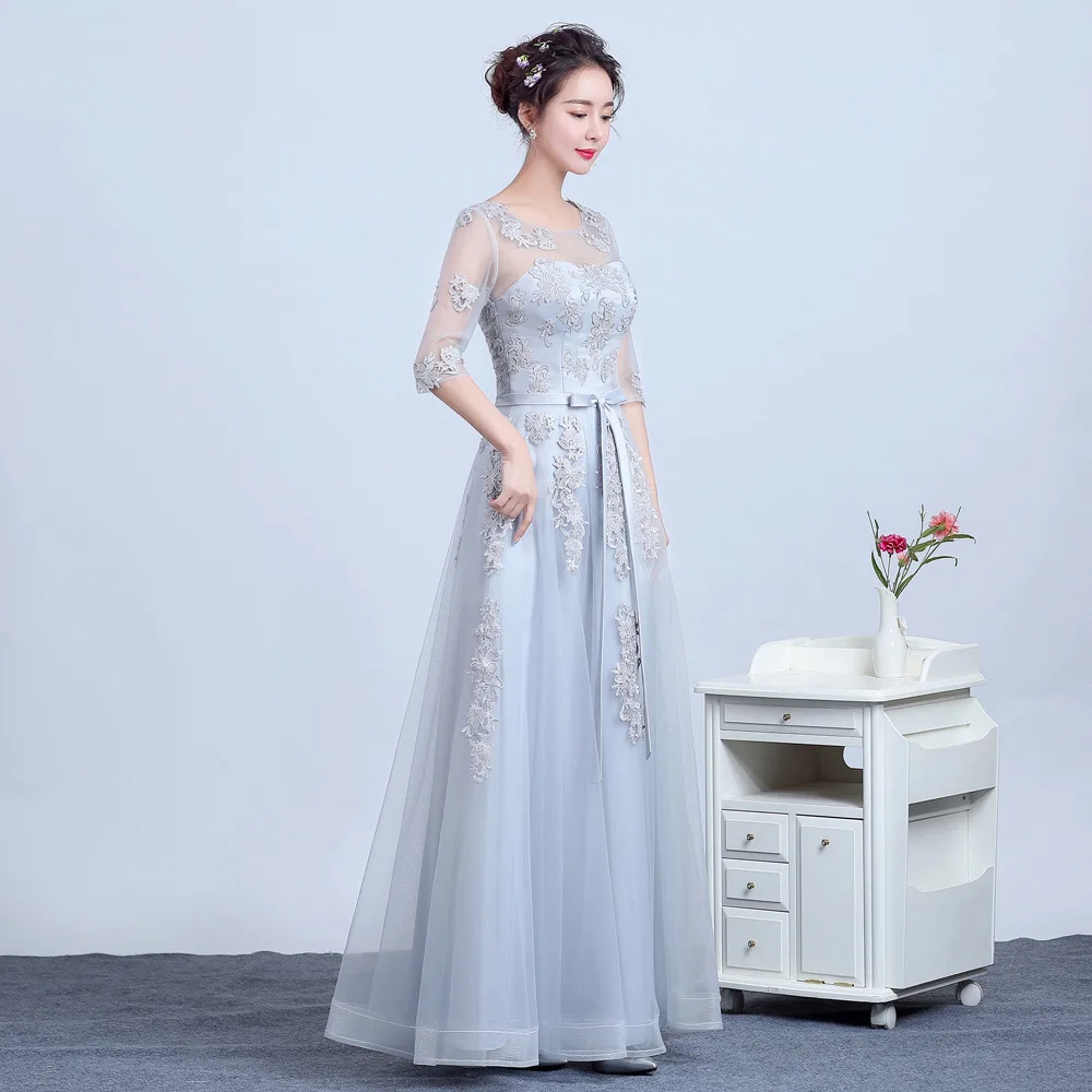 Вечернее платье в пол с открытой спиной рукавом до локтя вышивкой платья для