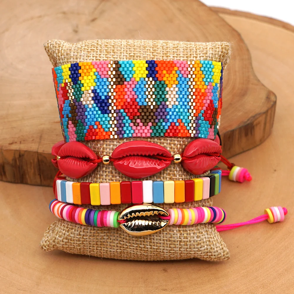 Go2boho богемный Браслет MIYUKI, радужные ювелирные изделия, Браслеты Mujer Moda, эмалированные плитки, браслеты для женщин, ручной работы, ткацкий бисер - Окраска металла: MI-S190240