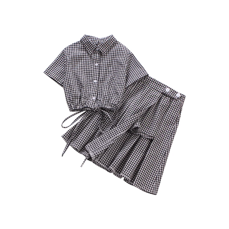 

Plaid Jazz Dance Outfits Girls Kids Hiphop Dance Costumes Jazz Stage Performance Wear 3 Pcs Street Wear Designer Clothes JL1146