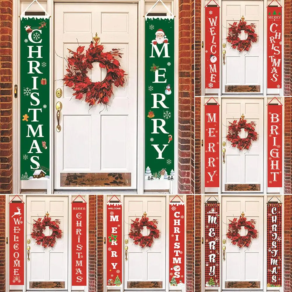 

1 Pair Merry Christmas Welcome Door Hanging Signs Couplet Banner Party Decor decorate Christmas party Christmas decoration Signs