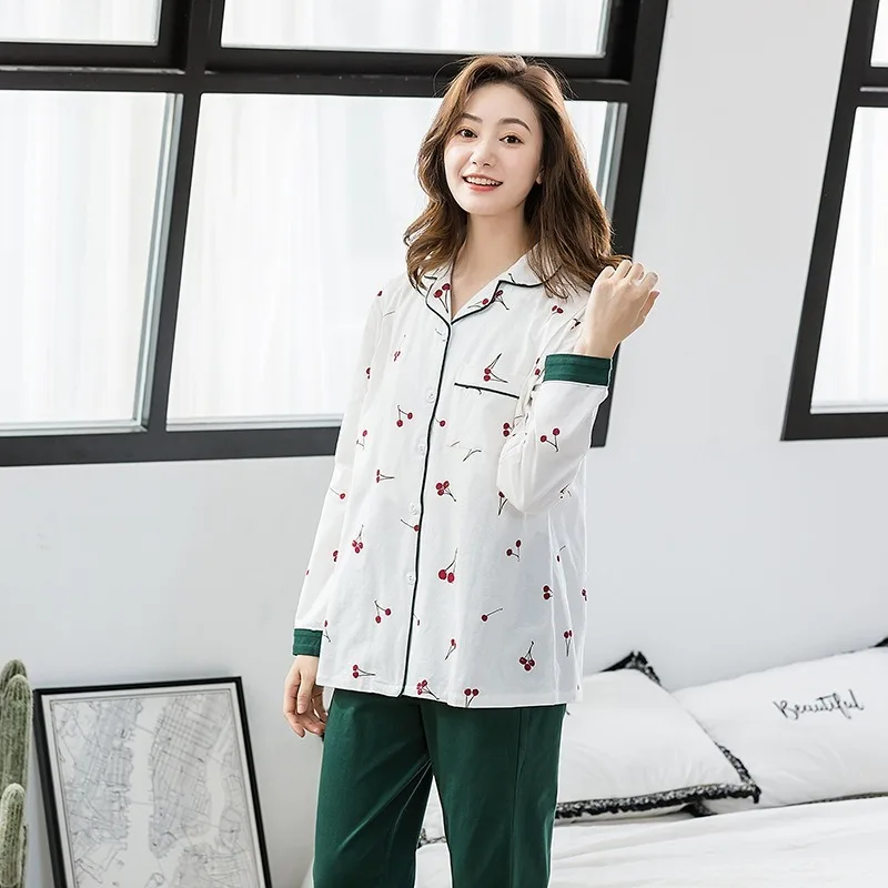 New Korean Style Fashion Home Confinement Clothes Pajamas Two-piece Postpartum Side Open Nursing Clothes Maternity Clothes