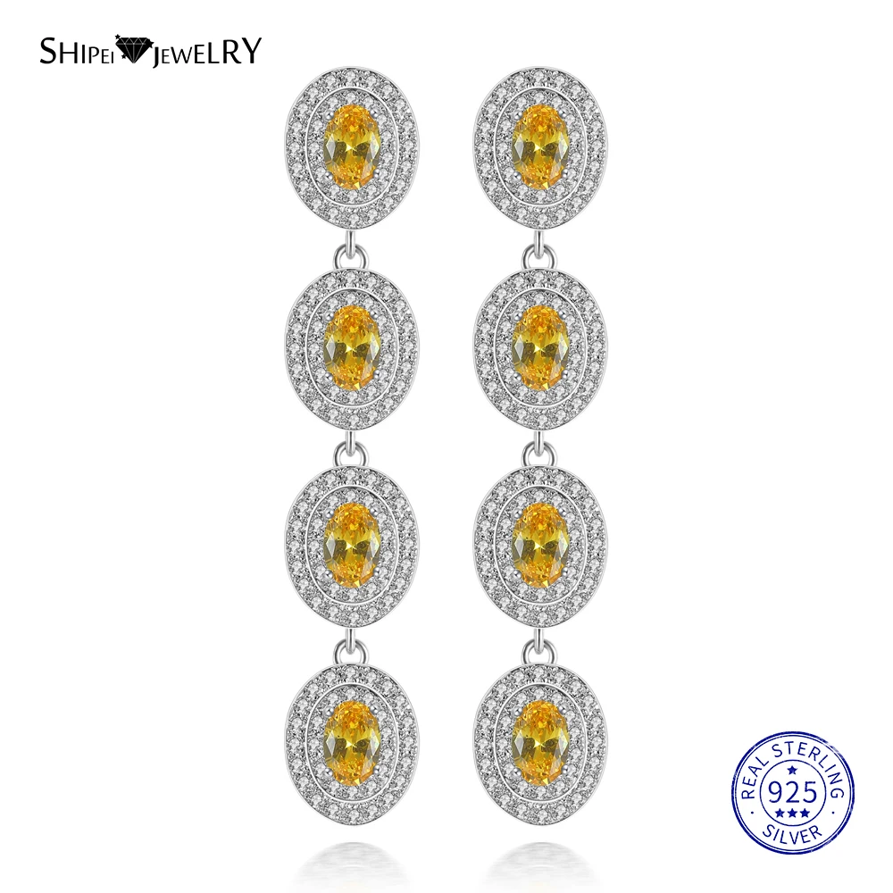 Женские серьги подвески Shipei натуральный аметист в форме капли из 100% серебра с