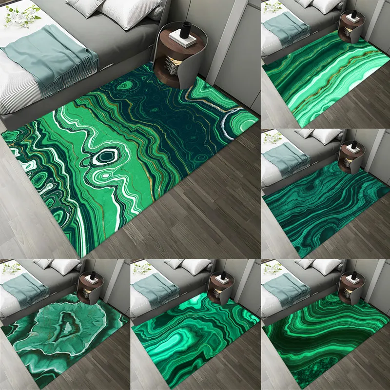 

Bedroom Carpet Doormat Alfombra Kids Area Rugs for Home Green Agate Soft Floor Tapete Parlor Mat Living Room Decoration Tapetes