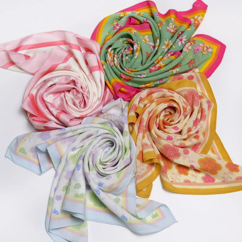 

2022 New 50x50CM Women's Luxury Square Scarf With Cotton Print Bandana Headscarf Handkerchief Scarves Foulard Neckerchief