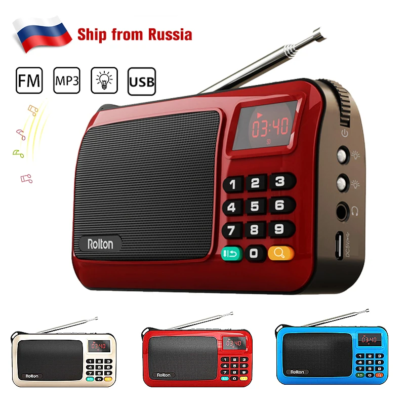 Портативный мини радиоприемник Rolton W405 ручной перезаряжаемый MP3 плеер с FM радио