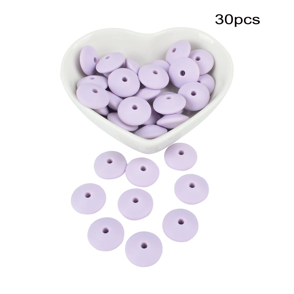 Lavender fog LOFCA 30 шт 12 мм силиконовый чечевица бисер ребенок Прорезывание Зубов Бисер BPA-Free пищевого качества делая ребенка уход за полостью рта соска цепь аксессуары - Цвет: Lavender fog