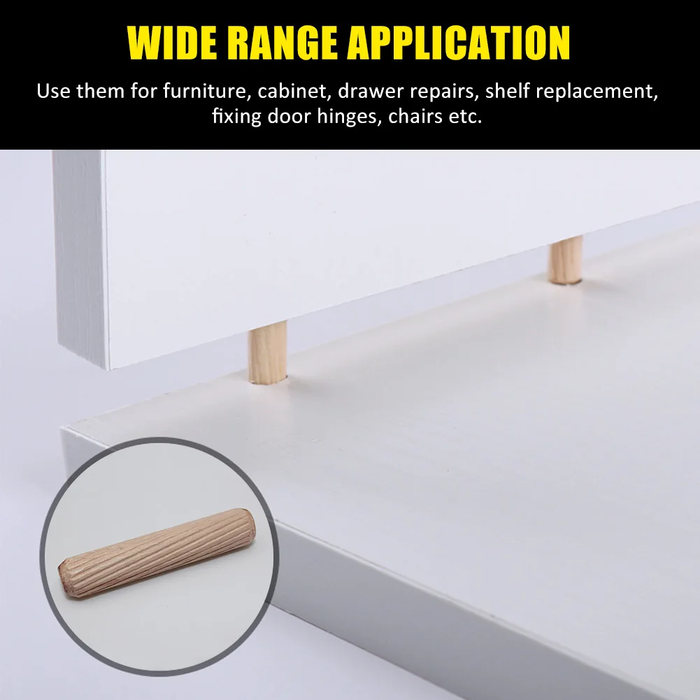 

400pcs/set Cylinder Furniture Door Home Easy Insertion DIY Fluted Wood Dowel Beveled Ends Multifunction Straight Grooved Pins