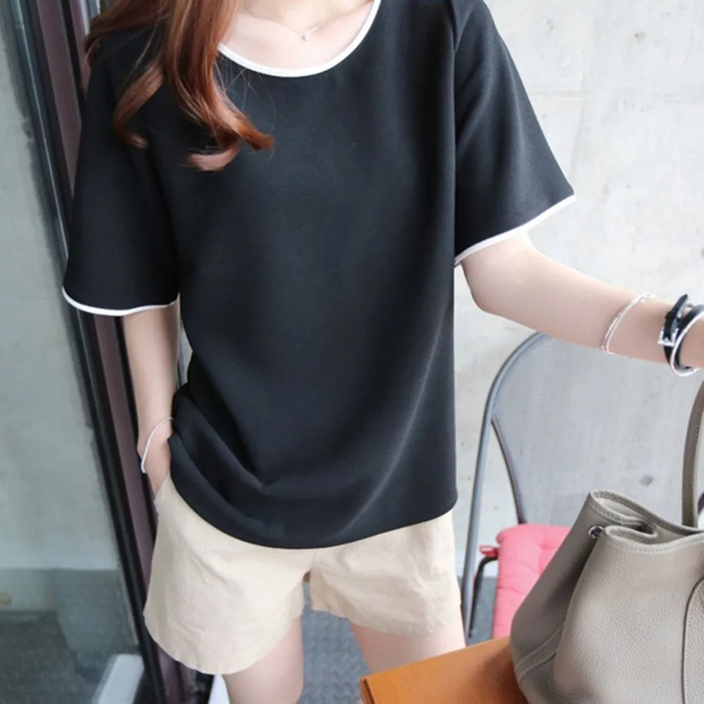 Простая белая футболка женские повседневные свободные топы для девочек футболки