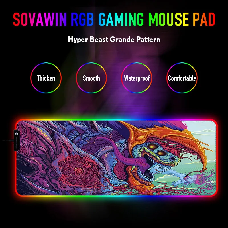 Большой Мышь геймер USB светодиодный RGB Освещение игровой компьютер Pad XL резиновые