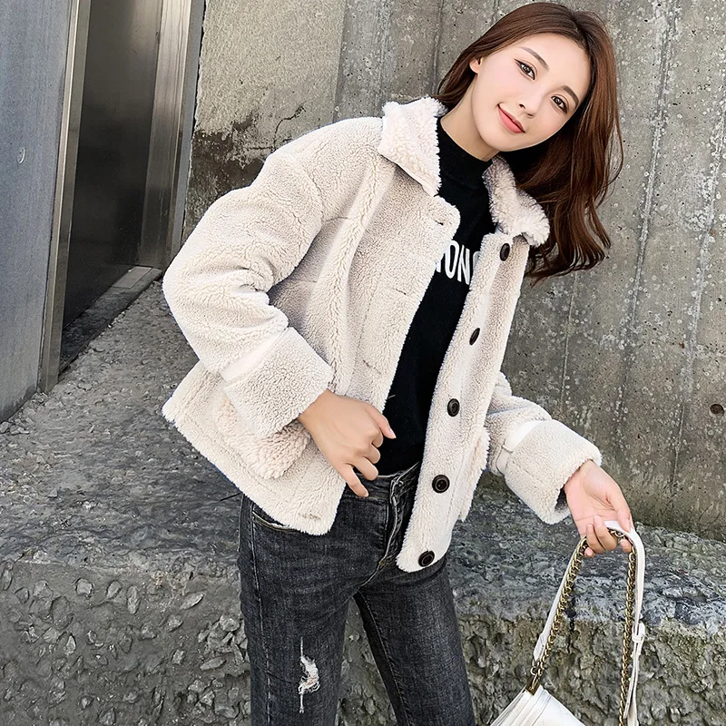 

Crop Jacket Women New Wool Women's Jacket for Autumn and Winter Pellet Lamb Women's Wool Jacket