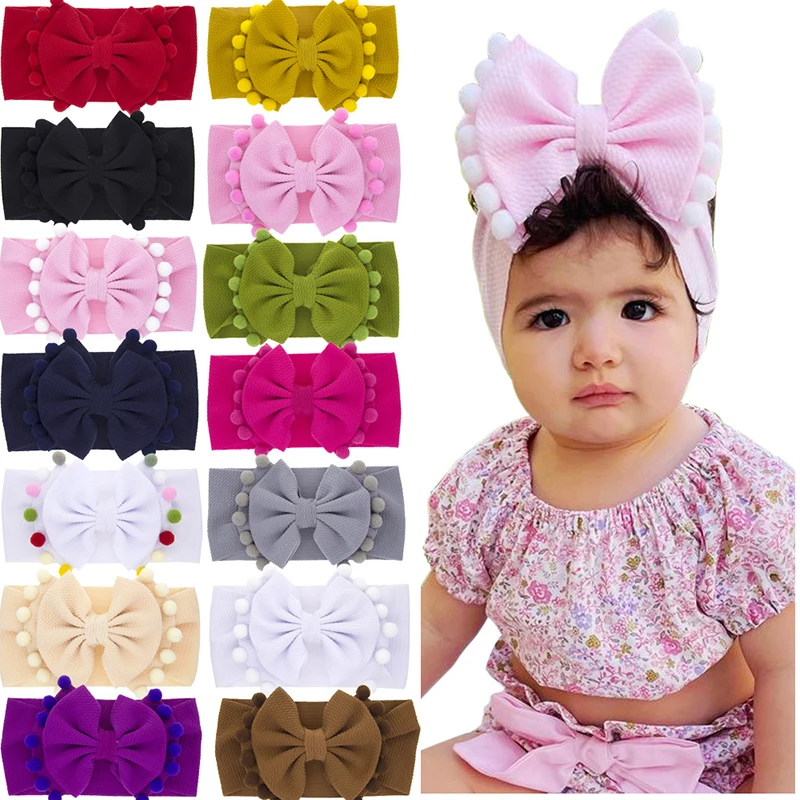 

Cute Bows Baby Headband Solid Color Elastic Newborn Baby Girl Headbands Nylon Infant Hair Band Hearband Baby Hair Accessories