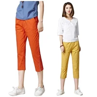 solid color capri pants for woman summer casual harem pants womens clothing plus size elastic waist thin trousers