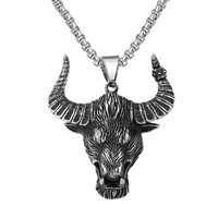 vintage mens fashion silver bull head shape pendant necklace jewelry
