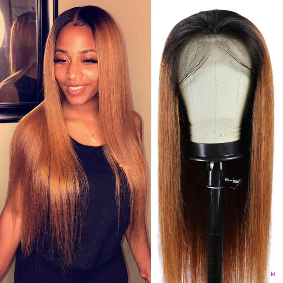 Парики из человеческих волос 1B/30 # с эффектом омбре T Part парики на шнуровке спереди