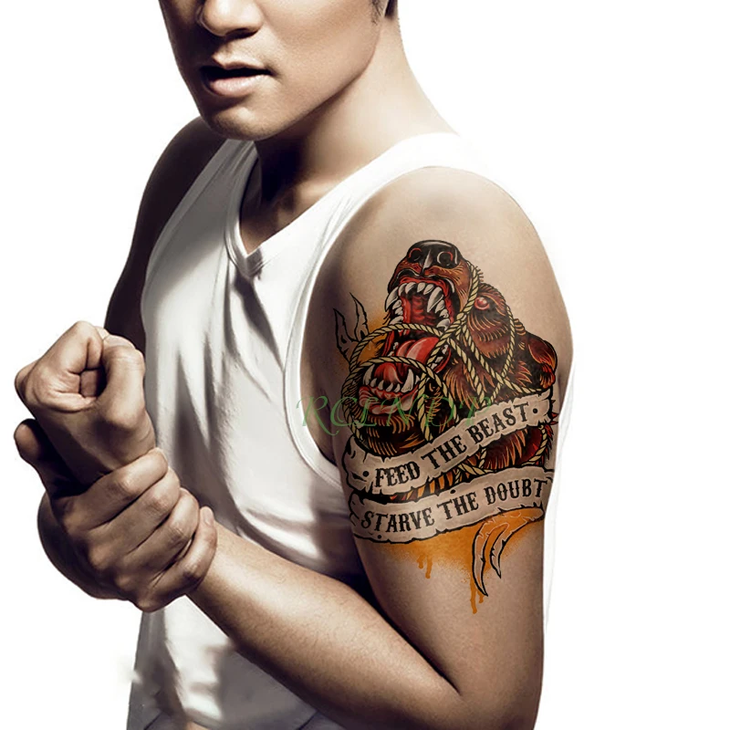 Водостойкая Временная тату-наклейка тигр Лев буквы фальшивые тату флэш-тату