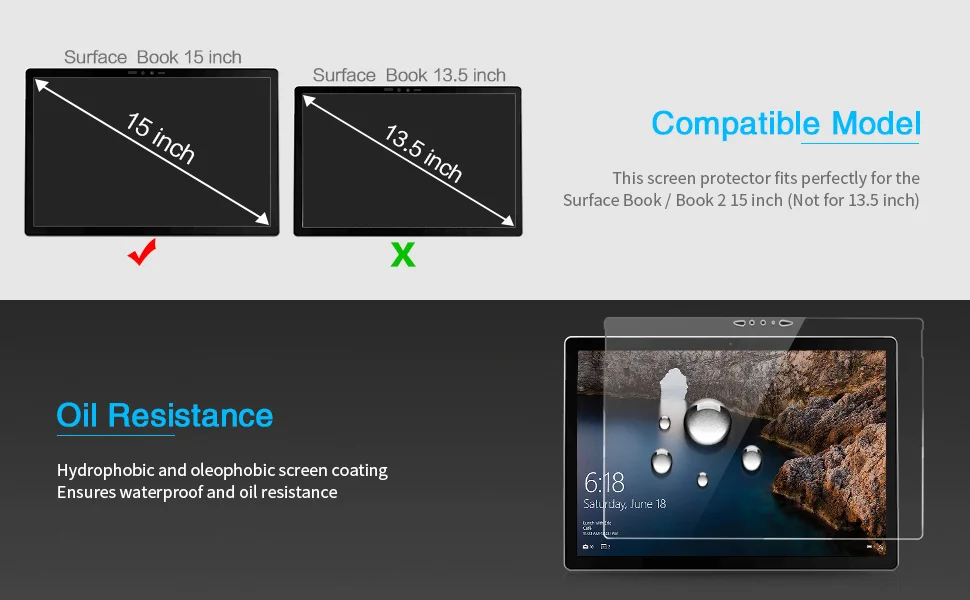 MEGOO Surface Book 2 1" протектор экрана из закаленного стекла совместимый для microsoft Surface Book 2 15 дюймов