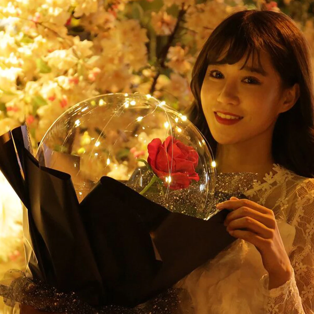 Светодиодная подсветка букет розы прозрачный шар роза подарок на день Святого