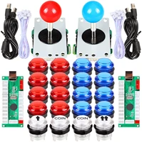 2 player arcade diy kits parts 2 stickers 20 led illuminated push buttons for arcade stick pc games mame raspberry pi red blue