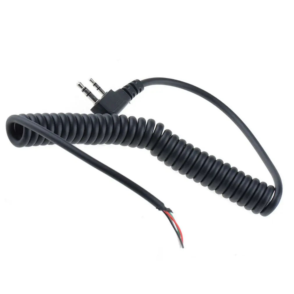 

DIY K Head 2 Pin 4 Wire Mic Microphone Speaker Cable Spring Line For Baofeng UV5R UV-5R For Kenwood TK370 Walkie Talkie