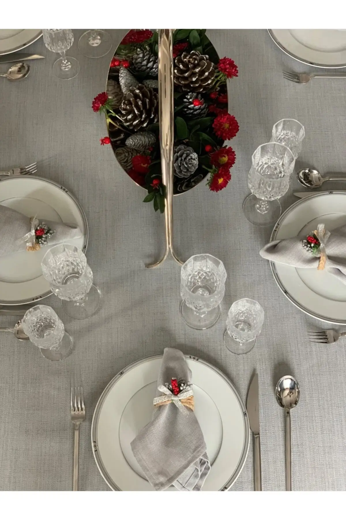 

Mia Silvery Gray Table Cloth 150x260 cm Polyester Carefree Rectangle