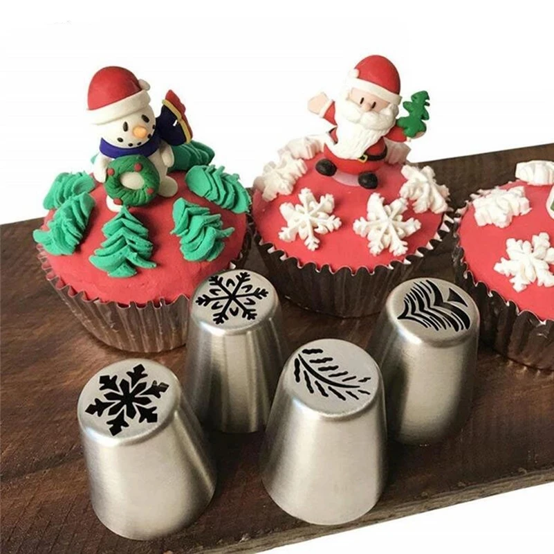 

6pcs Christmas Pastry Cake Nozzles Santa Claus Christmas Tree Snow Baking Tools Christmas Ornaments for Home Natal Navidad 2022