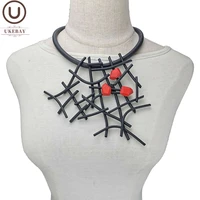 ukebay new designer luxury necklaces women handmade gothic pendant necklace rubber jewelry wooden accessories statement jewelry