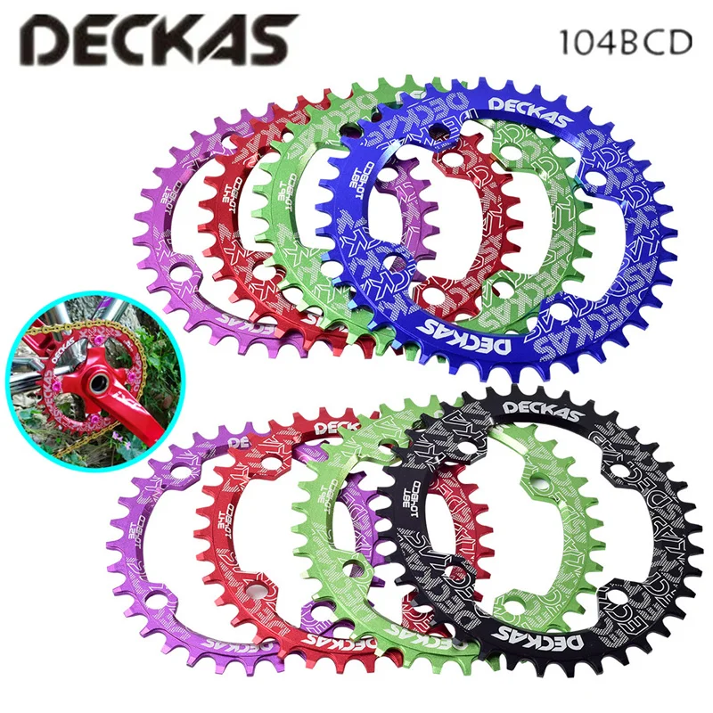 

2 pcs Deckas 104BCD Round Narrow Wide Chainring MTB Mountain bike bicycle 104 BCD 32T 34T 36T 38T crankset Tooth plate Parts