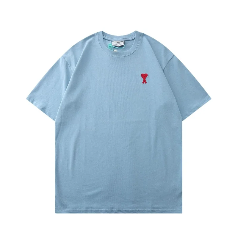 

2021 spring summer trend new love letter embroidery short sleeve casual thin Korean solid summer solid T-shirt1:1 high copy