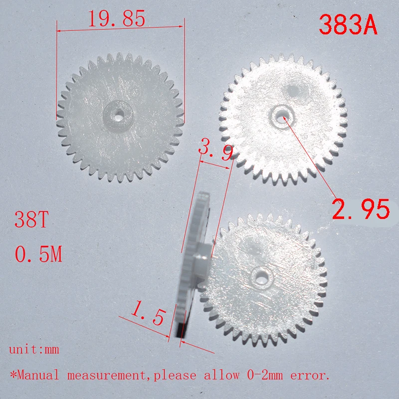

10/100pcs 38T 0.5M 3mm hole plastic gear dron rc car plane robot kids toys for boys diy baby accessories montessori nero GP383A