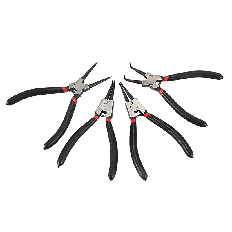Portable 7Inch Internal External Retaining Clips Snap Ring Circlip Pliers 4Pcs Set