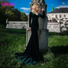 SoDigne простая бархатная Длинные Русалка платье для выпускного вечера 2021 одежда с длинным рукавом v-образный вырез в Дубае вечернее платье темно-красные вечерние платья вечернее платье