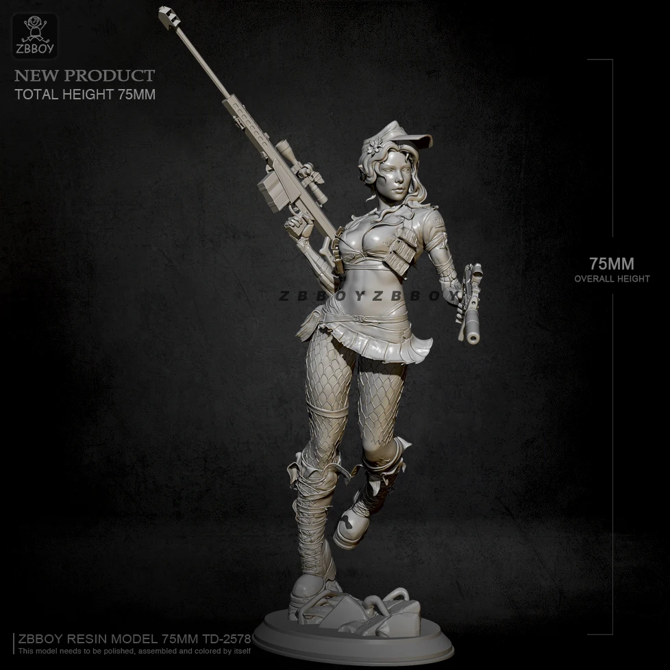 

75mm 1/24 Resin model kits figure beauty colorless and self-assembled TD-2578
