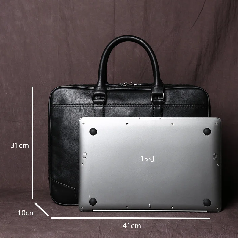 Vintage Luxury Head Layer Genuine Leather Men's Business Office Briefcases 16 Inch Laptop High-Capacity Shoulder Messenger Bags
