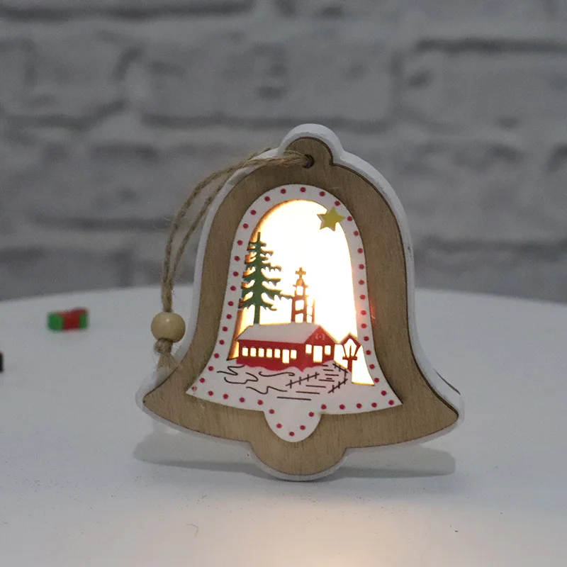

New Christmas Decoration Christmas Lighted Wooden Pendant Christmas Tree Ornaments Christmas Gift Decorations Crafts Lighthouse