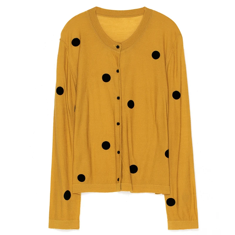 

imakokoni jacket female summer thin Japanese original polka dot long-sleeved knitted top 192637