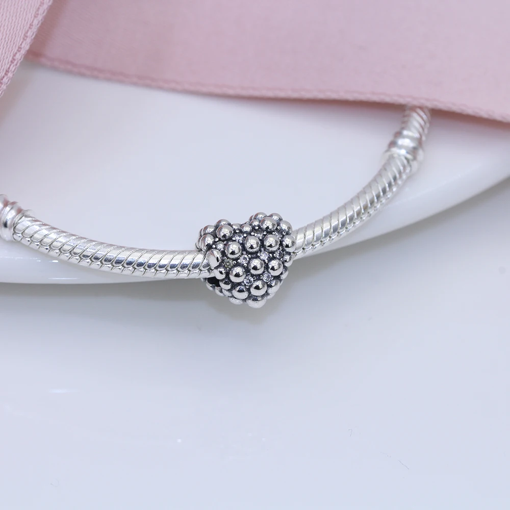 

Fit Original Pandora charms bracelet beads S925 sterling silver Bright heart-shaped beads female fashion jewelry